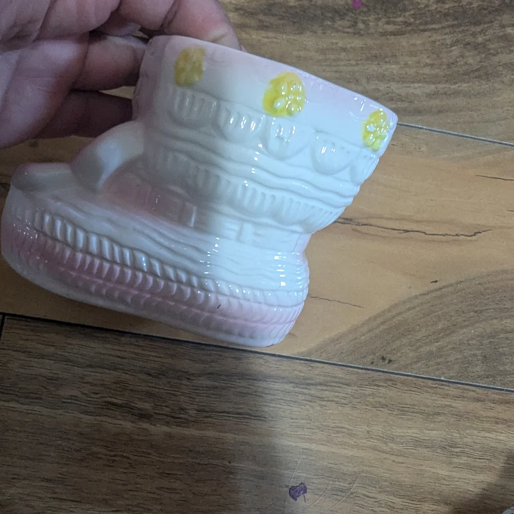 Pink and White Ceramic Boot Wall Decor
